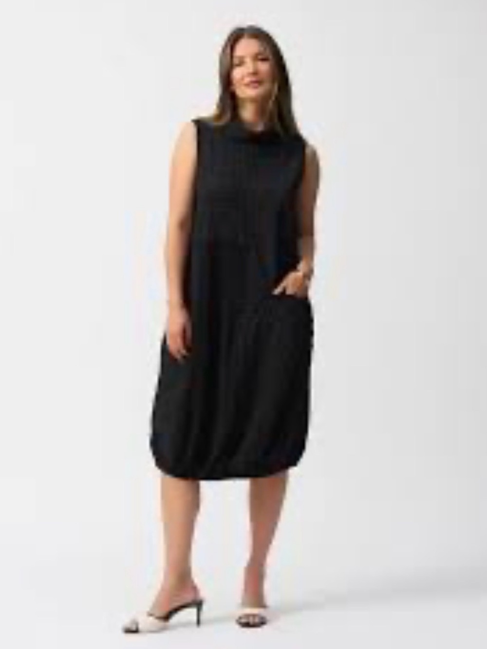 Joseph Ribkoff Sleeveless Black Bubble-Hem Dress